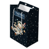 Aangepaste Gift Bag met Teddy Bear Astronaut Desig Medium Cadeauzakje (Voorkant Gekanteld)