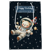 Aangepaste Gift Bag met Teddy Bear Astronaut Desig Medium Cadeauzakje (Voorkant)