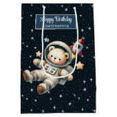 Aangepaste Gift Bag met Teddy Bear Astronaut Desig Medium Cadeauzakje (Achterkant)