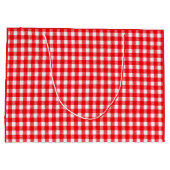 Aangepaste Gift Bag ROOD EN WIT GINGHAM CHEQUES Groot Cadeauzakje (Achterkant)