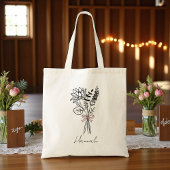 Aangepaste Gift voor Bruidsmeisje Bloemen Roze Bow Tote Bag
