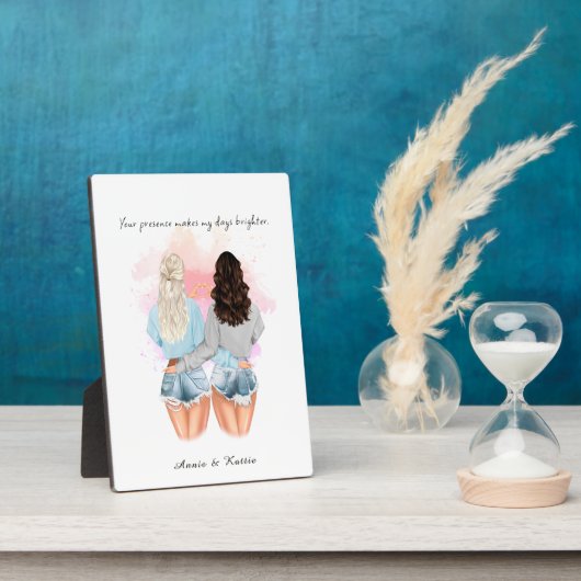 Aangepaste gift Vriendschap, Gepersonaliseerde Bes Fotoplaat (Zijkant)