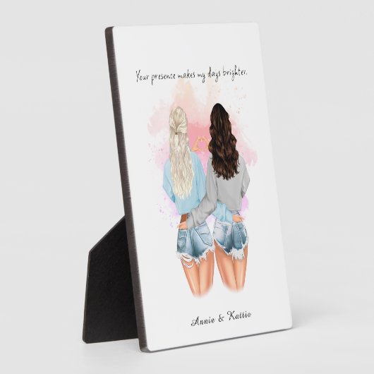 Aangepaste gift Vriendschap, Gepersonaliseerde Bes Fotoplaat (Zijkant)