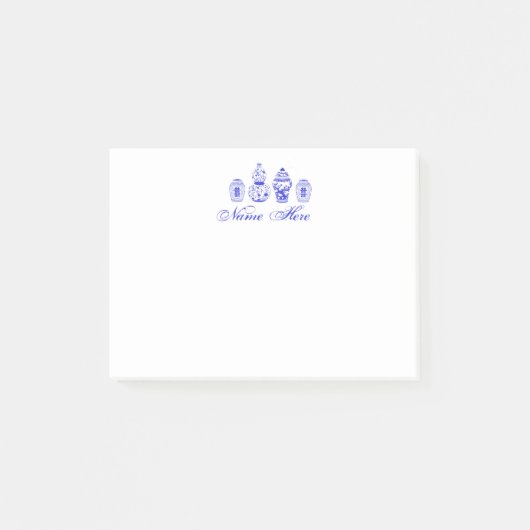 Aangepaste Ginger Jar Blue White Sticky Notes (Voorkant)