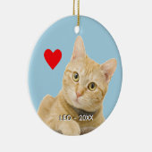 Aangepaste Ginger Tabby Cat Foto op lichtblauw Keramisch Ornament (Rechts)