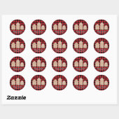 Aangepaste Gingerbread House Buffalo Check Mountai Ronde Sticker (Vel)