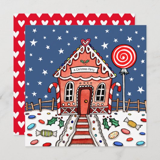 Aangepaste Gingerbread House Kerstmis Uitnodiging (Voorkant / Achterkant)