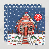 Aangepaste Gingerbread House Kerstmis Uitnodiging (Voorkant / Achterkant)