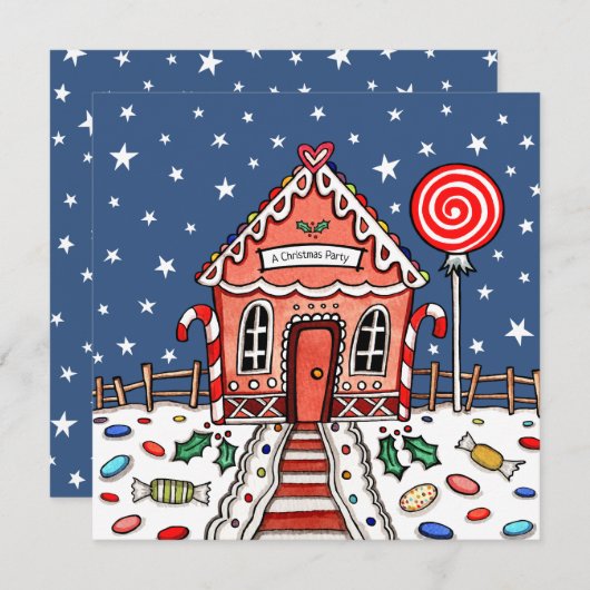 Aangepaste Gingerbread House Kerstmis Uitnodiging (Voorkant / Achterkant)