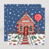 Aangepaste Gingerbread House Kerstmis Uitnodiging (Voorkant / Achterkant)