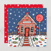 Aangepaste Gingerbread House Kerstmis Uitnodiging (Voorkant / Achterkant)