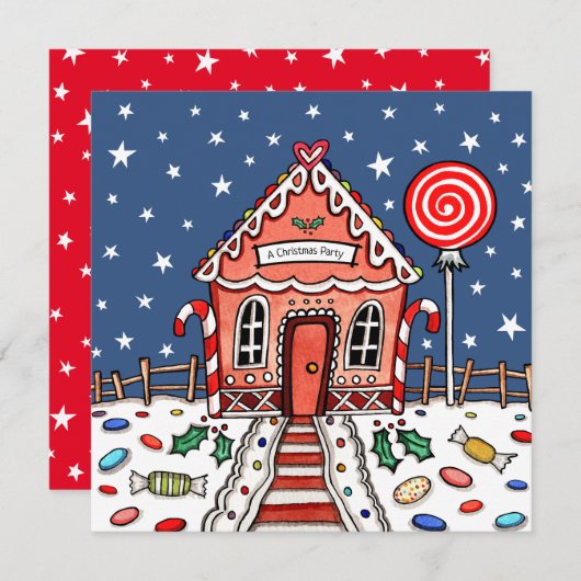 Aangepaste Gingerbread House Kerstmis Uitnodiging (Voorkant / Achterkant)