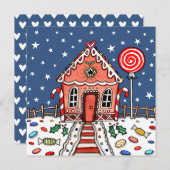 Aangepaste Gingerbread House Kerstmis Uitnodiging (Voorkant / Achterkant)
