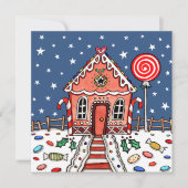 Aangepaste Gingerbread House Kerstmis Uitnodiging (Voorkant)