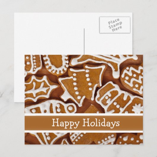 Aangepaste Gingerbrood Holiday-Kaart Feestdagenkaart (Voorkant / Achterkant)