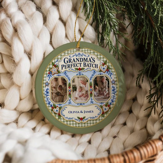 Aangepaste Gingham Grootmoeders Perfecte Batch Fot Keramisch Ornament