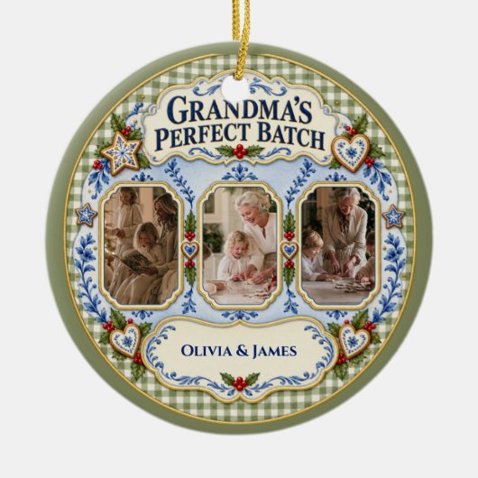 Aangepaste Gingham Grootmoeders Perfecte Batch Fot Keramisch Ornament (Voorkant)