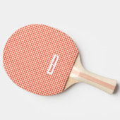 Aangepaste Gingham Tartan Trendy Red Pastel kerami Tafeltennisbatje (Zijkant)