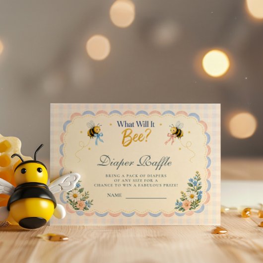 Aangepaste Gingham Wat Zal Het Bijtje Luier Raffle Informatiekaartje
