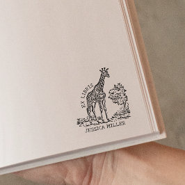 Aangepaste Giraffe Ex Libris Bookplate Rubberstempel