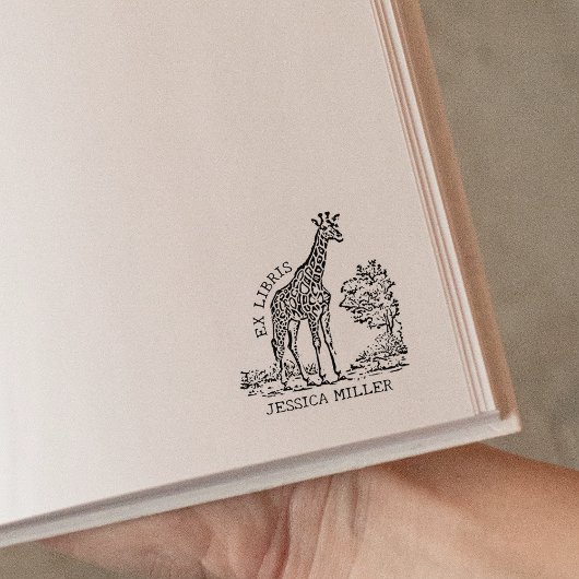 Aangepaste Giraffe Ex Libris Bookplate Rubberstempel