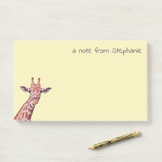 Aangepaste Giraffe Gele aangepaste tekst Post-it® Notes (Op bureau)