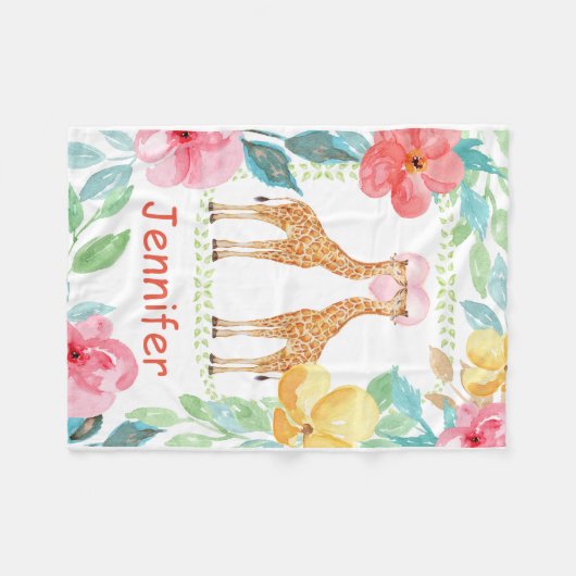 Aangepaste Giraffe kinderboekje Fleece Deken (Voorkant (Horizontaal))