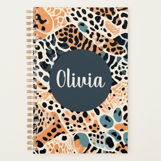 Aangepaste Giraffe Luipaard Dierenprint Planner (Voorkant)