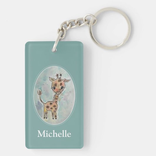 Aangepaste Giraffe met handmatige verdeling Sleutelhanger (achterkant)