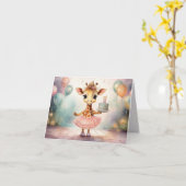 Aangepaste Giraffe Roze Tutu Verjaardag Gefelicite Kaart (Gele Bloem)