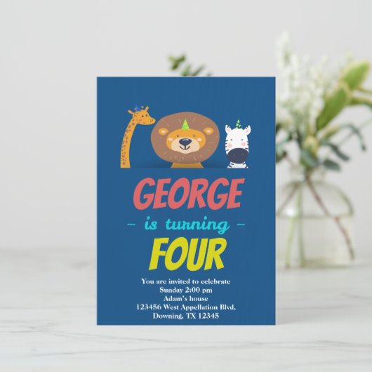 Aangepaste Giraffe Zebra Cartoon Kaart (Staand voorkant)