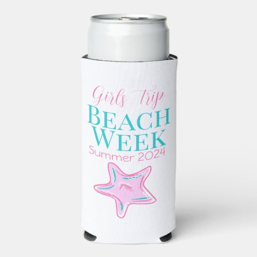 Aangepaste Girl's Trip Beach Week Zeester Seltzer Blikjeskoeler (Seltzer Voorkant)