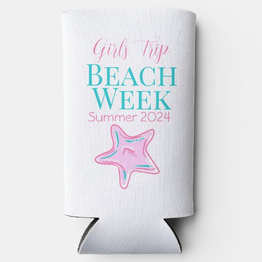 Aangepaste Girl's Trip Beach Week Zeester Seltzer Blikjeskoeler (Voorkant)