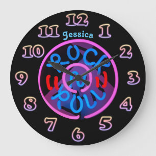 Aangepaste GIRLS WALL Clock NEON Retro RocknRoll Grote Klok