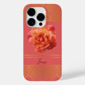 Aangepaste Girly Bloemen Roze en Gouden Damask Kan Case-Mate iPhone Case (Achterkant)