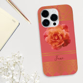 Aangepaste Girly Bloemen Roze en Gouden Damask Kan Case-Mate iPhone Case