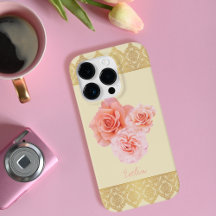 Aangepaste Girly Bloemen Roze en Gouden Damask Kan