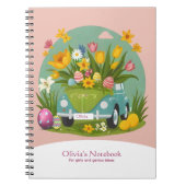 Aangepaste Girly Bloemenauto Pasen-thema Notitieboek (Voorkant)