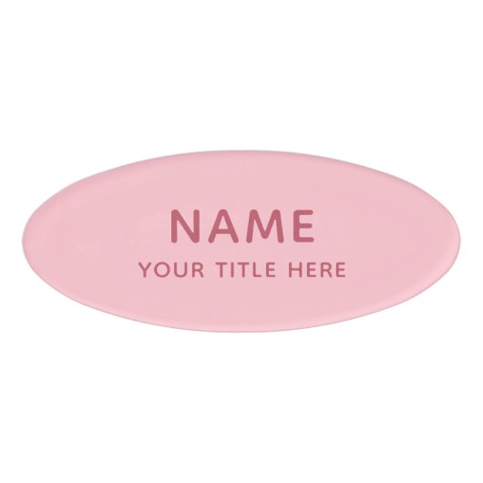 Aangepaste Girly Blush Roze Eenvoudige Basic Moder Naambadge (Voorkant)