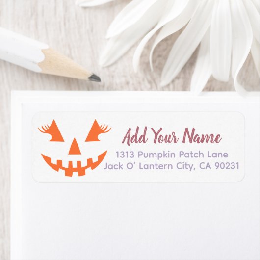 Aangepaste Girly Jack O Lantaarn Pompoen Halloween Etiket (Insitu)