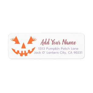 Aangepaste Girly Jack O Lantaarn Pompoen Halloween Etiket