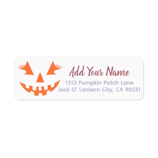 Aangepaste Girly Jack O Lantaarn Pompoen Halloween Etiket (Voorkant)