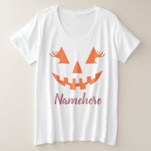 Aangepaste Girly Jack O Lantaarn Pompoen Halloween Grote Maat T-shirt