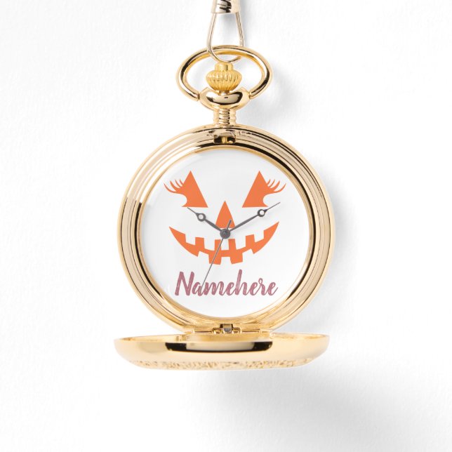 Aangepaste Girly Jack O Lantaarn Pompoen Halloween Horloge (Voorkant)