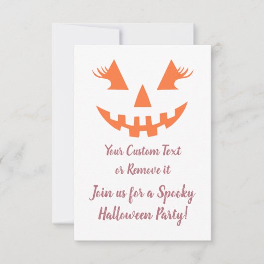 Aangepaste Girly Jack O Lantaarn Pompoen Halloween Kaart (Voorkant)