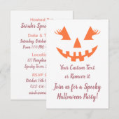 Aangepaste Girly Jack O Lantaarn Pompoen Halloween Kaart (Voorkant / Achterkant)