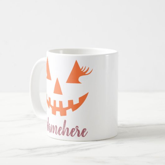 Aangepaste Girly Jack O Lantaarn Pompoen Halloween Koffiemok (Voorkant links)