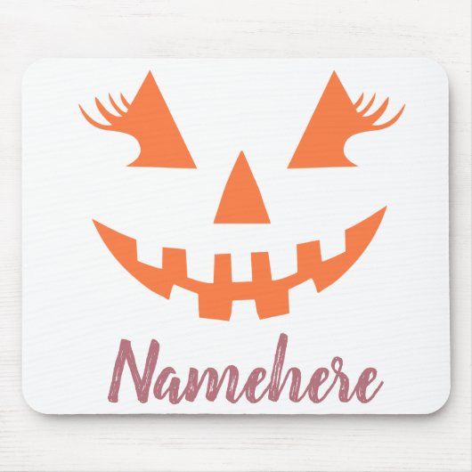 Aangepaste Girly Jack O Lantaarn Pompoen Halloween Muismat (Voorkant)