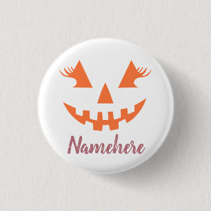 Aangepaste Girly Jack O Lantaarn Pompoen Halloween Ronde Button 3,2 Cm
