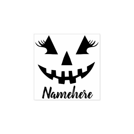 Aangepaste Girly Jack O Lantaarn Pompoen Halloween Rubberstempel (Afrduk)